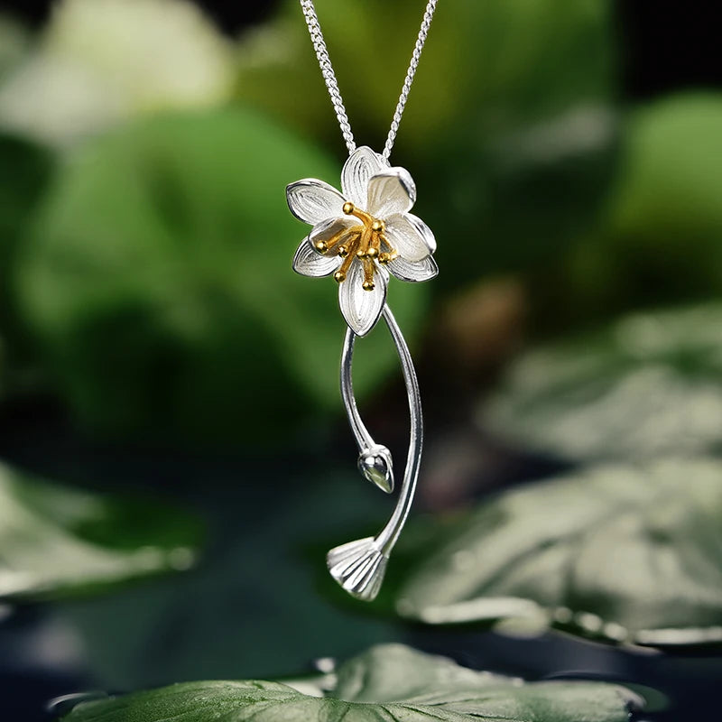 Lotus Fun Real 925 Sterling Silver Handmade Great Jewelry Creative Pendant without Necklace For Women Gifts Dropship Wholesale