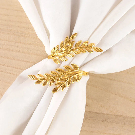 6Pcs Gold Wheat Napkin Rings Leaf Napkin Holder For Thanksgiving Wedding Home Kitchen Dinnig Table Decorations