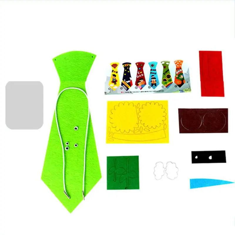 Kids DIY Ties Crafts Kindergarten Children Handmade Tie Educational Toys Fathers Day Birthday Gifts children Non Woven Clothing