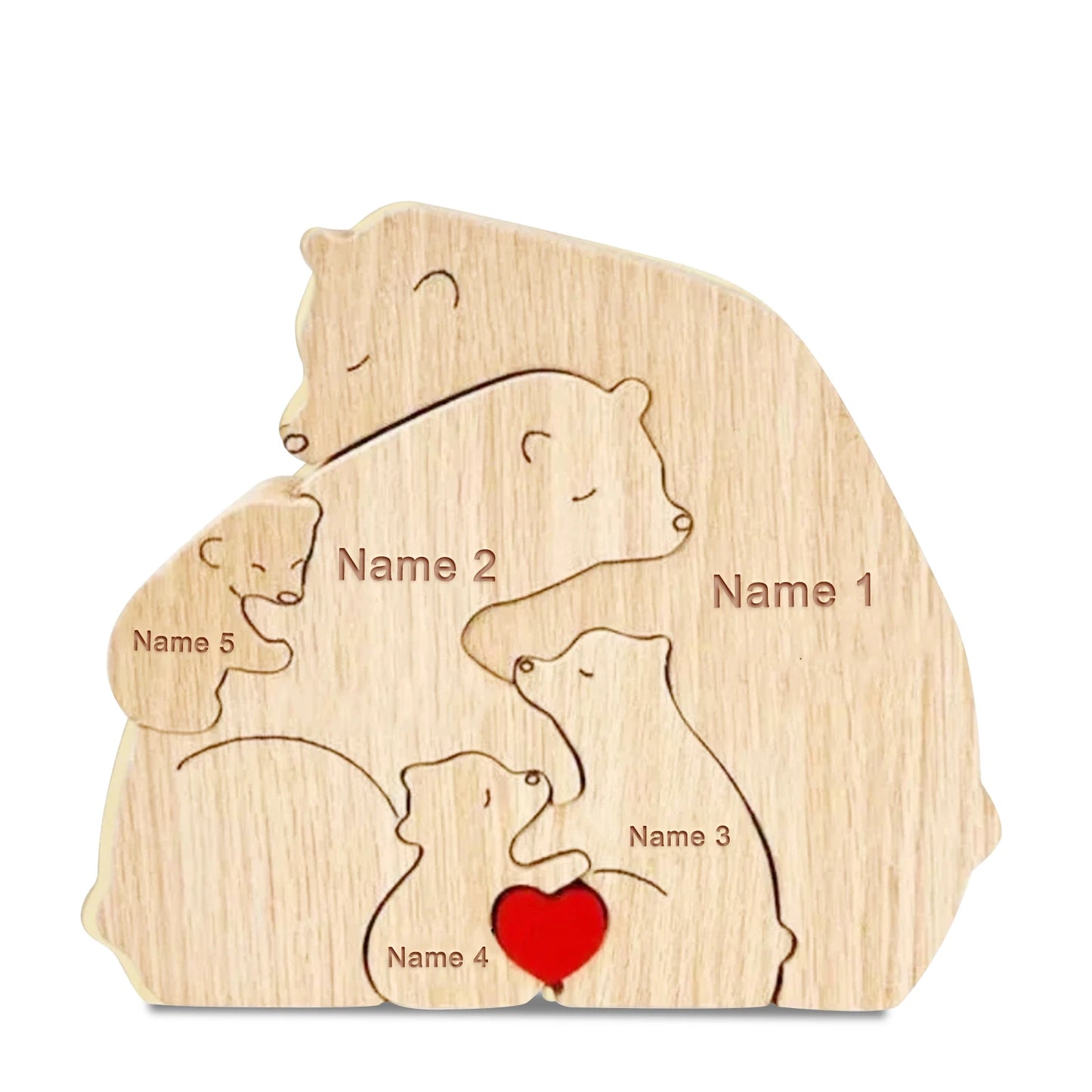 Custom Name Wooden Bear Family Ornaments Personalized Wood Carving Bear Puzzle Christmas Birthday Gift home decor action figure Valentines Gift