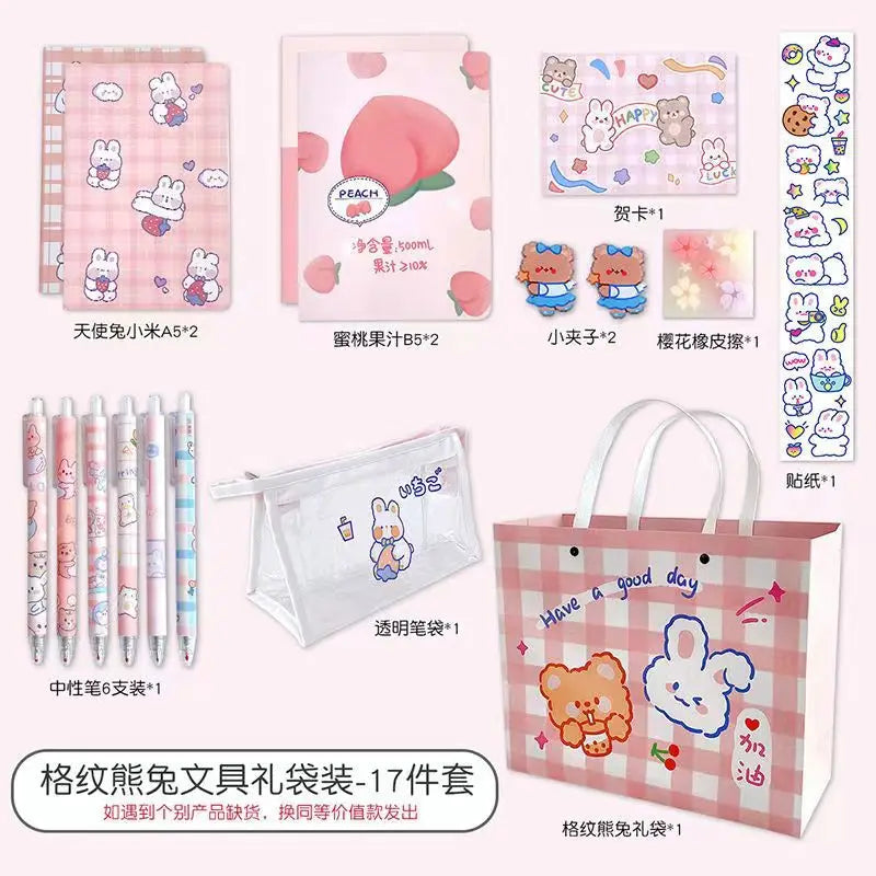 Stationary Set Students Back to School Gift Box Full set of Notebook Stickers Birthday Gift School Writing Stationery Sets