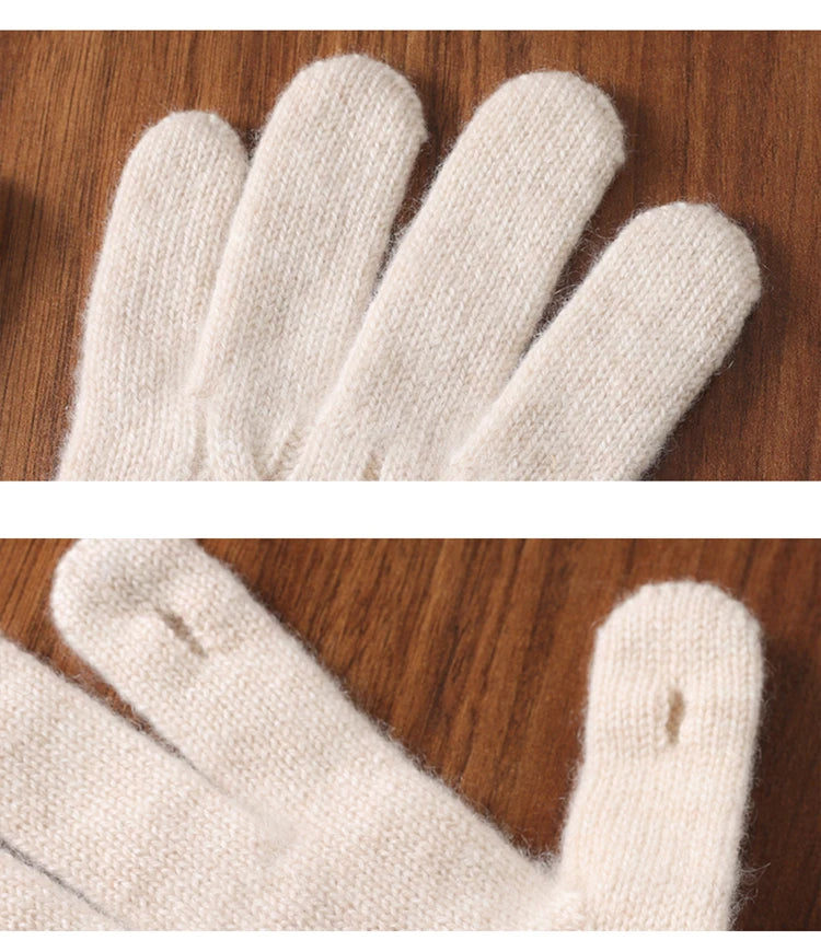 Women Wool Cashmere Gloves Cable Knit Touchscreen Finger Hole Winter Autumn Warm Wrist Length Classic Gloves Female Mitten