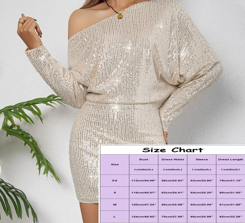 Women Sexy Short Bodycon Dress Party Evening Club Mini Dress Summer New Elegant Fashion Round Neck Long Sleeve Zip Sequins Dress