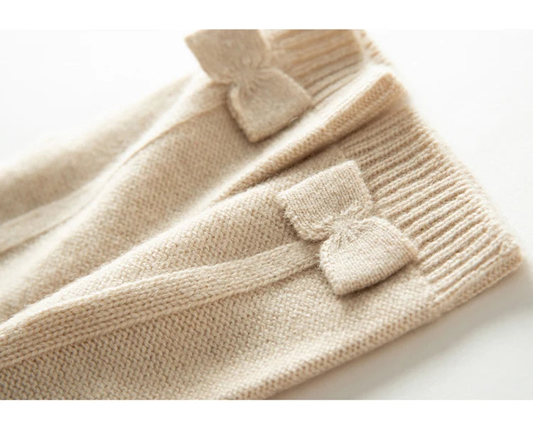 100% Real Cashmere Knitted Gloves Touchscreen Finger Women Autumn Winter Thick Cable Warm Wrist Length Classic Female Mitten