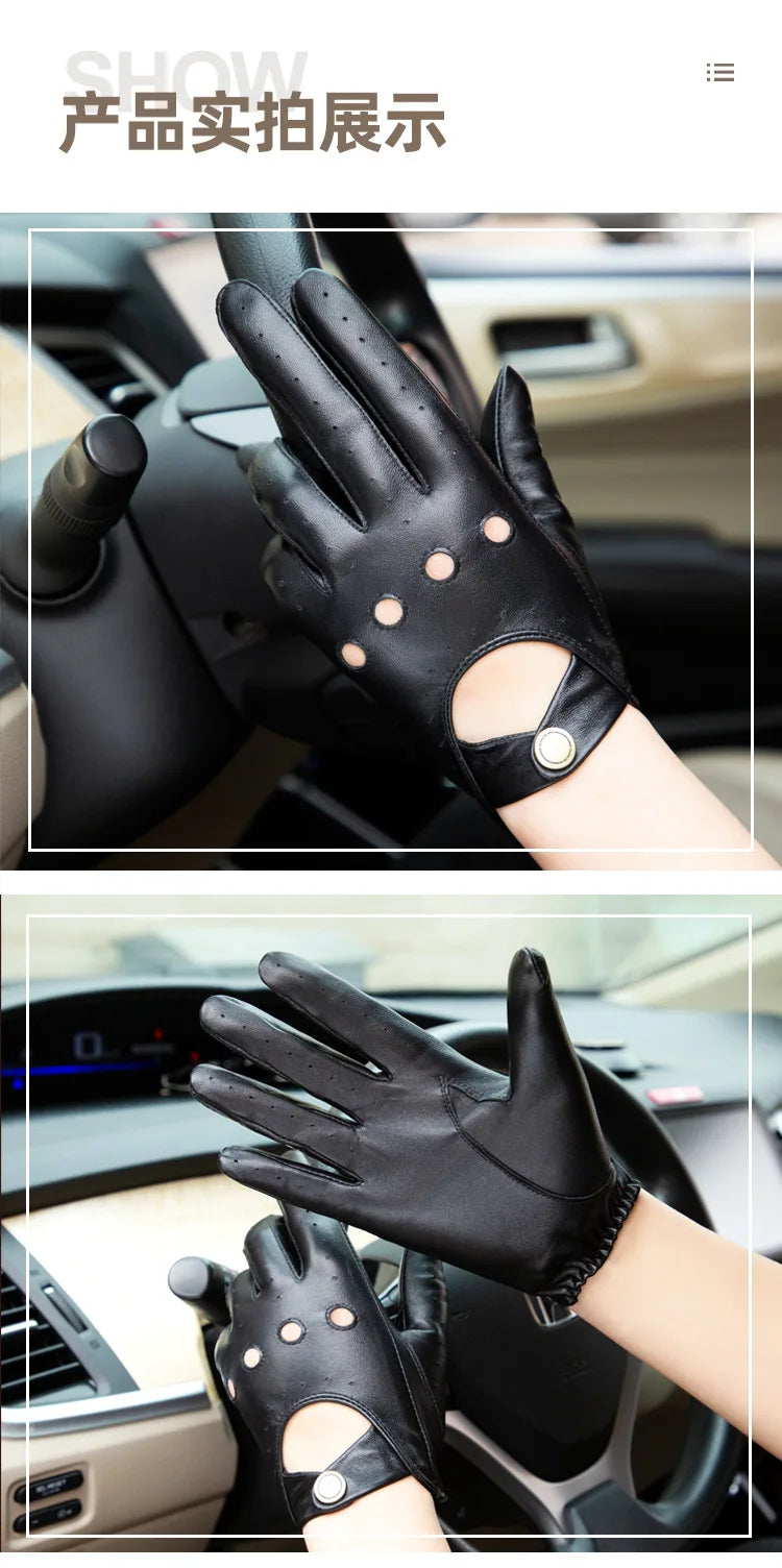 New Arrival Luxury Mens Genuine Leather Gloves Sheepskin Gloves Fashion Men Black Breathable Driving Gloves For Male Mittens