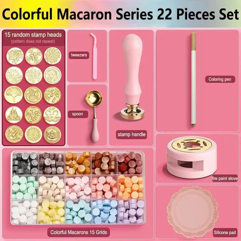 Wax Seal Stamp Set Lacquered Stamp Sealing Wax Kit DIY Craft Supplies Scrapbooking Wedding Invitation Decorative Sealing Wax Set