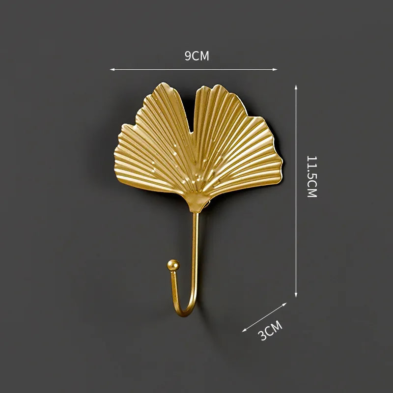 Nordic Style Gold Leaf Shape Wrought Iron Hooks Luxury Firm Wall Hanger Hanging Storage Rack for Towel Clothes Home Organization