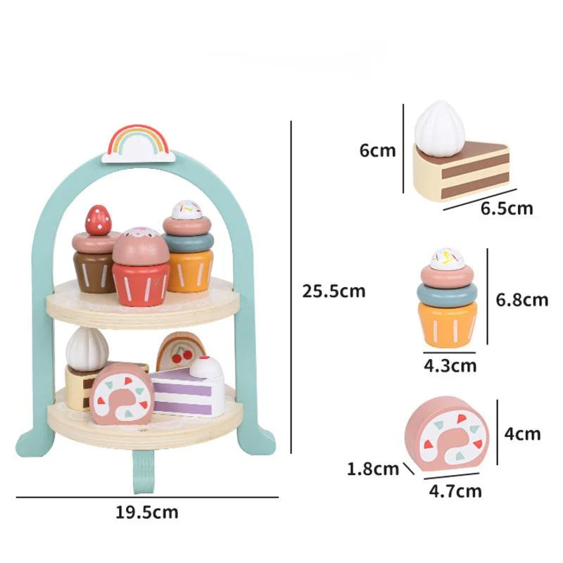 Royal Afternoon Tea Set Pretend Play Wooden Toys Kitchen Cake Role Play Parent-child Learning Educational Toys For Children Gift