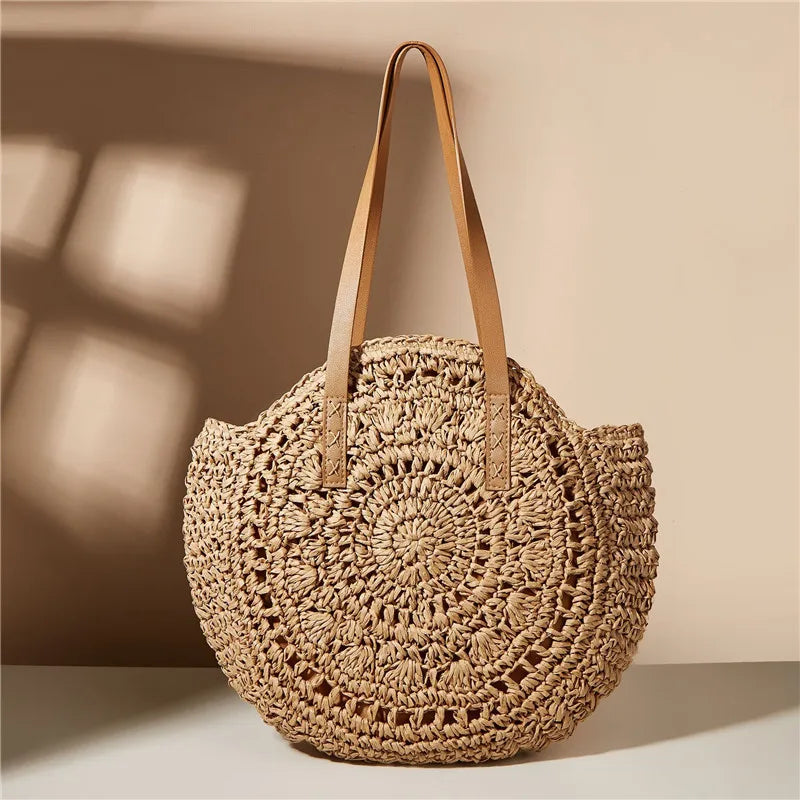 New Large Capacity Handbag Totes Holidays Pack Handmade Straw Shoulder Bags For Women Big Travel Beach Bag bolsa feminina