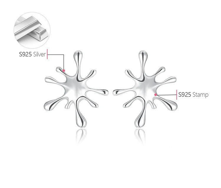 Lotus Fun Real 925 Sterling Silver Natural Creative Handmade Designer Fine Jewelry Splashing Metal Stud Earrings for Women