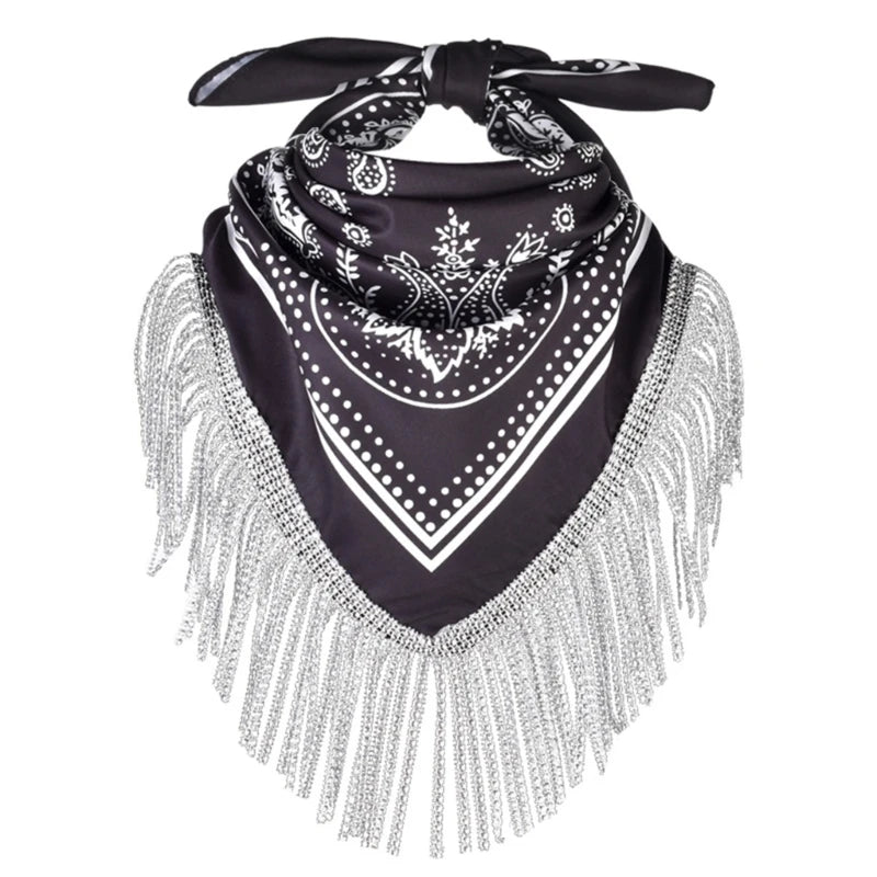 Cowgirl Bandanas Shawl Rhinestones Fringe Paisley Scarf Bachelorette Bandanas Cowboys Bandanas Rhinestones Neckerchief