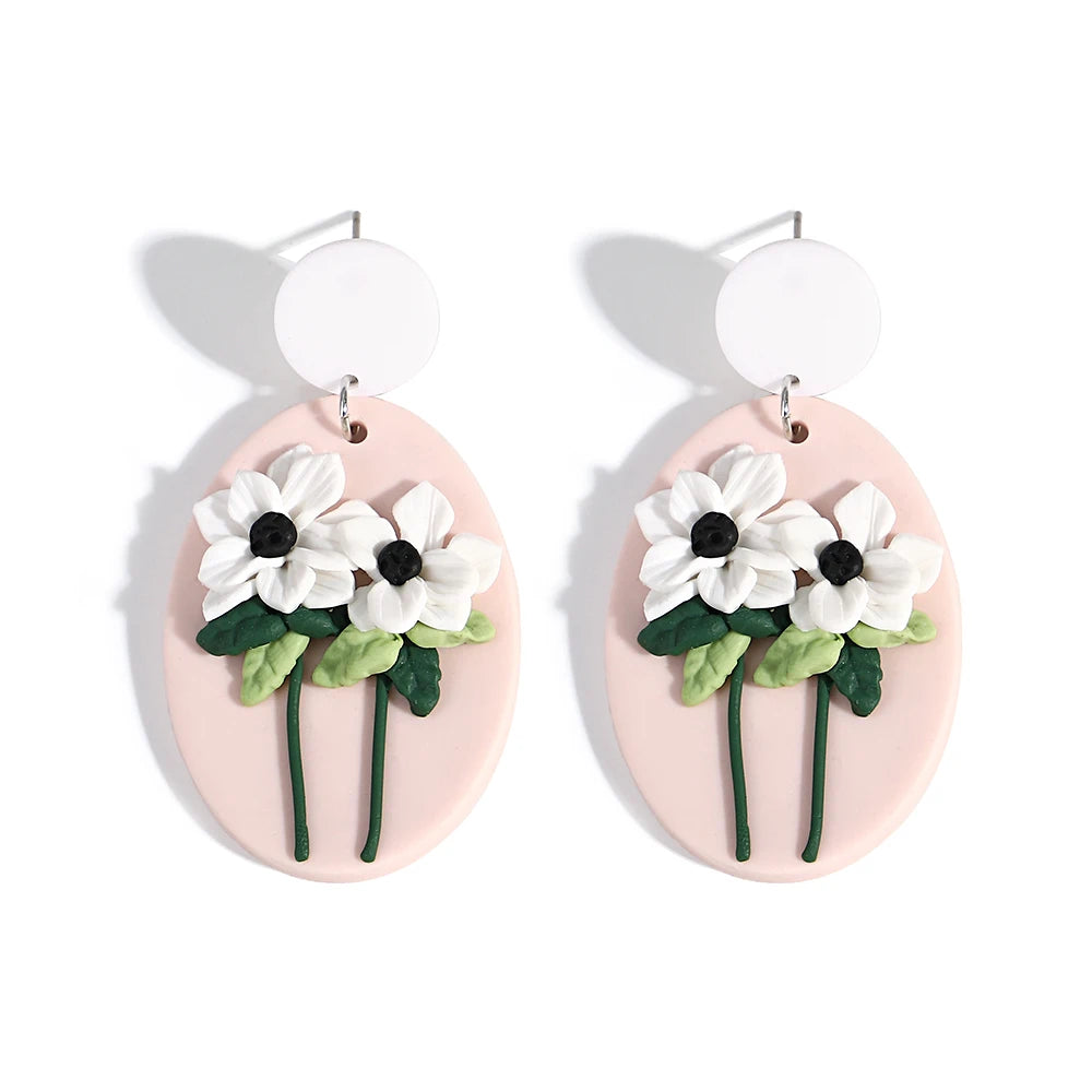 AENSOA Handmade Delicate Floral Polymer Clay Earrings for Women Colorful Cluster Flowers Drop Earrings Lightweight Jewelry 2023