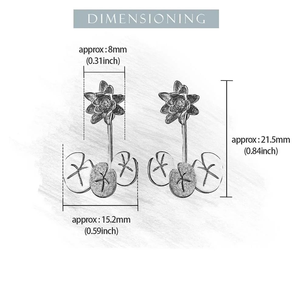 Lotus Fun Elegant Water Lily Flower Stud Earrings for Women High Quality Real 925 Sterling Silver Luxury Statement Fine Jewelry