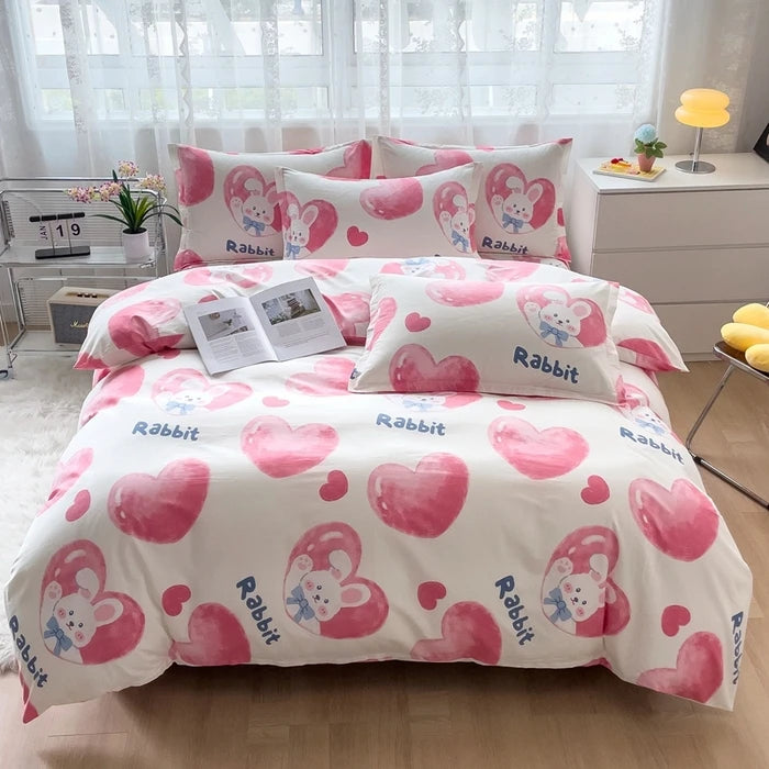 Colorful Polka Dot Cotton Duvet Cover Set with Zipper Cute Bear Bedding Sets for Men & Women, Luxury Reversible Comforter Covers