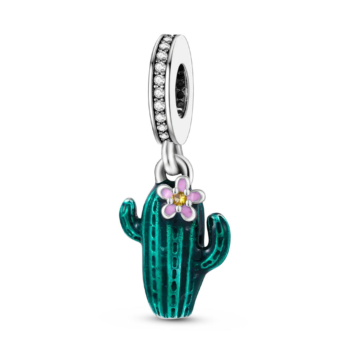 Silver Plated Charms For Woman Summer Green Cactus Avocado Beads Fit Original Pandora Bracelet Necklace DIY Dangle Charms