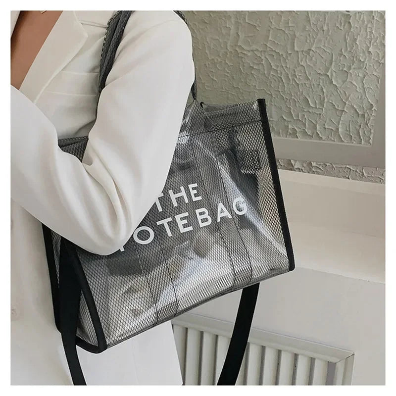 Summer The Tote Bags for Women Brand Designer Luxury Clear Beach Bag Ladies Pink Handbag Big Shopping Crossbody Totebag Hand Bag