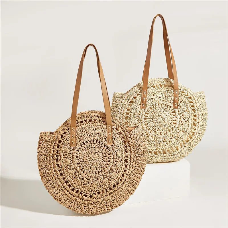 New Large Capacity Handbag Totes Holidays Pack Handmade Straw Shoulder Bags For Women Big Travel Beach Bag bolsa feminina