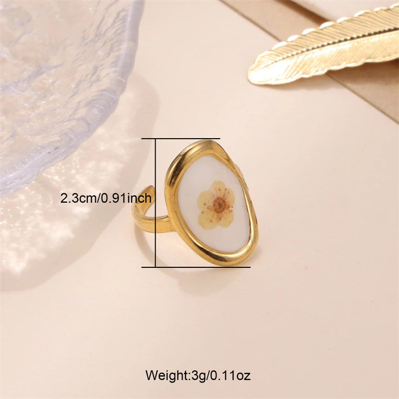 D&Z Ins Retro Women's Fashion Jewelry Eternal Flower Series Stainless Steel Ring Love Accessories Open Ring