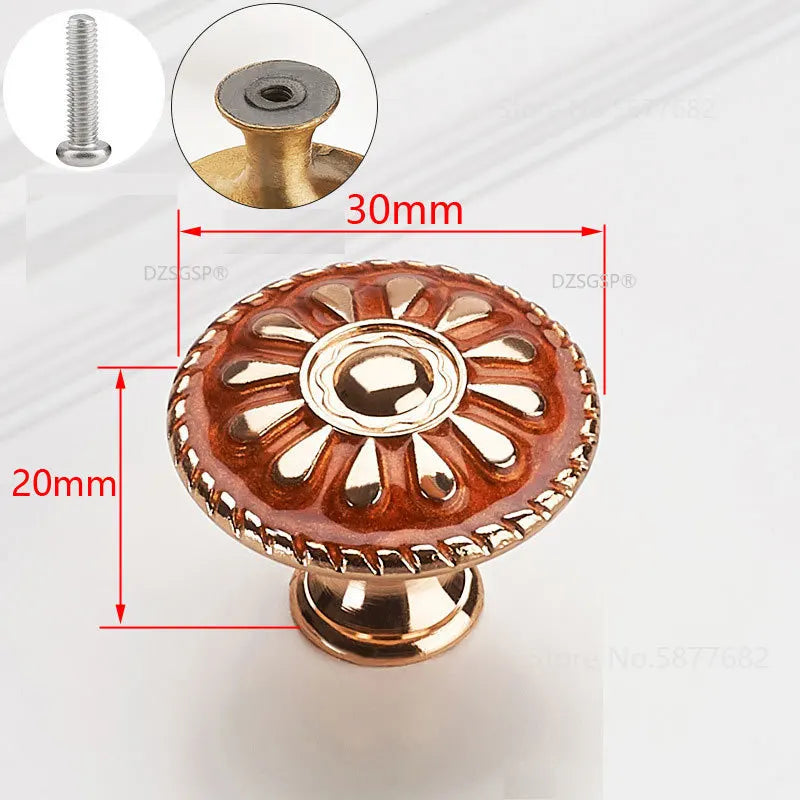 Retro Red Bronze Kitchen Cabinet Knobs Cupboard Door Zinc Alloy Handles Vintage Wardrobe Furniture Handle Drawer Pulls