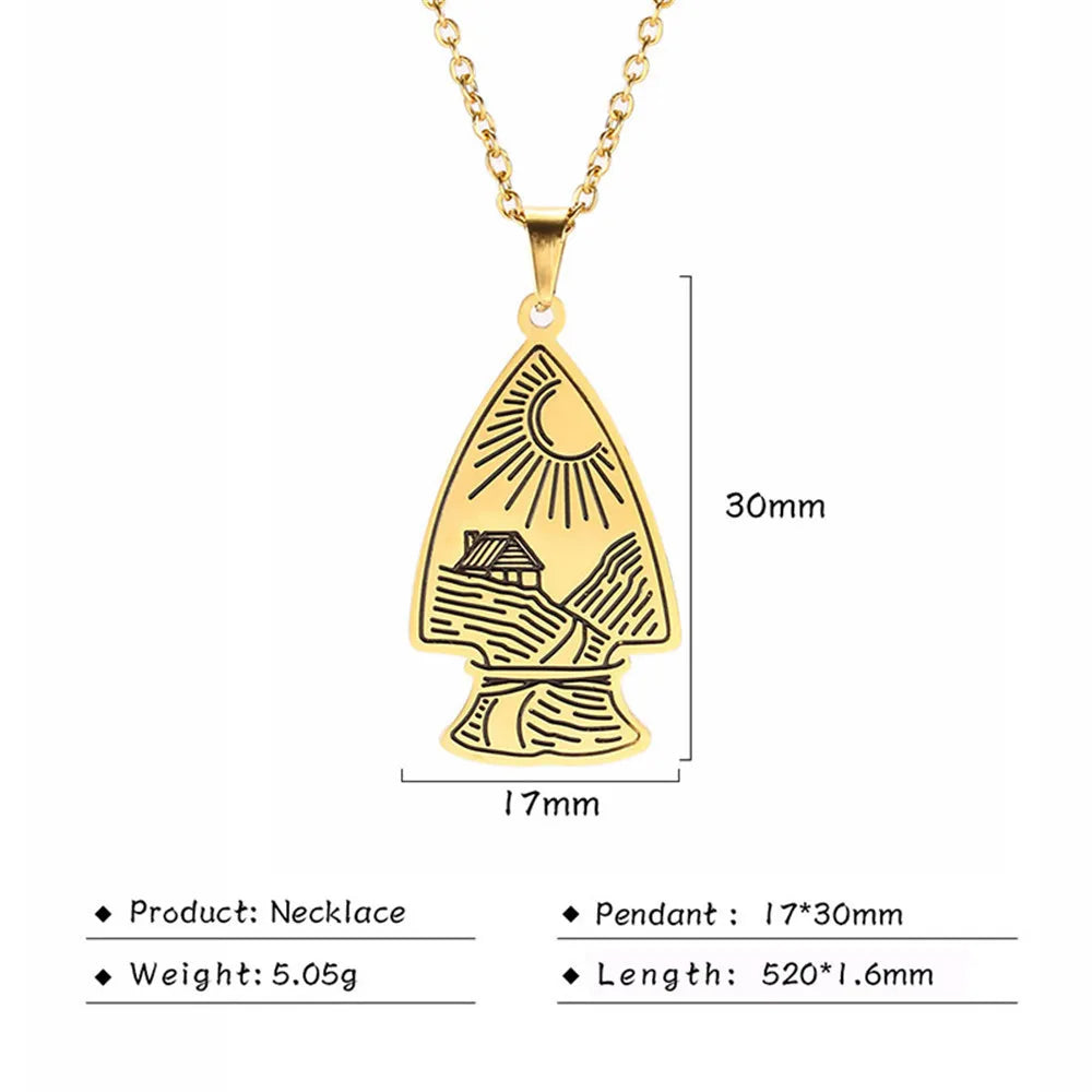 Stainless Steel Animal Pendant Necklace Rabbit Bear Eagle Dog Fox Wolf Scenery Moon Sun Tree Chain Necklaces Jewelry for Women