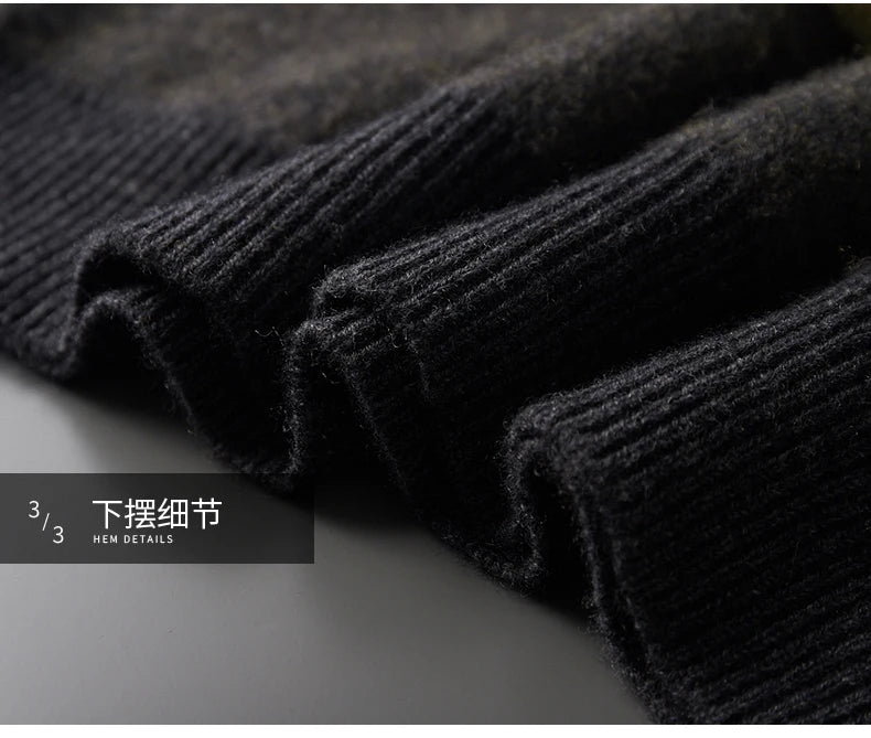 Autumn and Winter New 100% Merino Wool Men's Cashmere Sweater Round Neck Pullover  Knitted Casual Fashion Retro Top