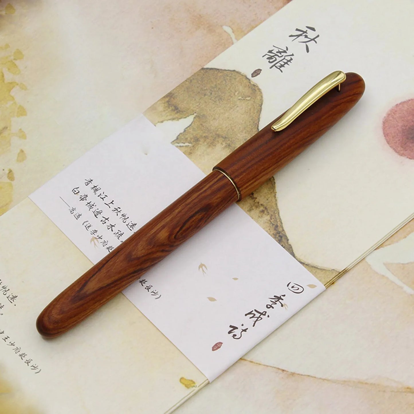 Retro Chinese Style Fountain pen Handmade Brass Sandalwood Solid Wood Pen F nib writing ink pen for Calligraphy Student Gift pen