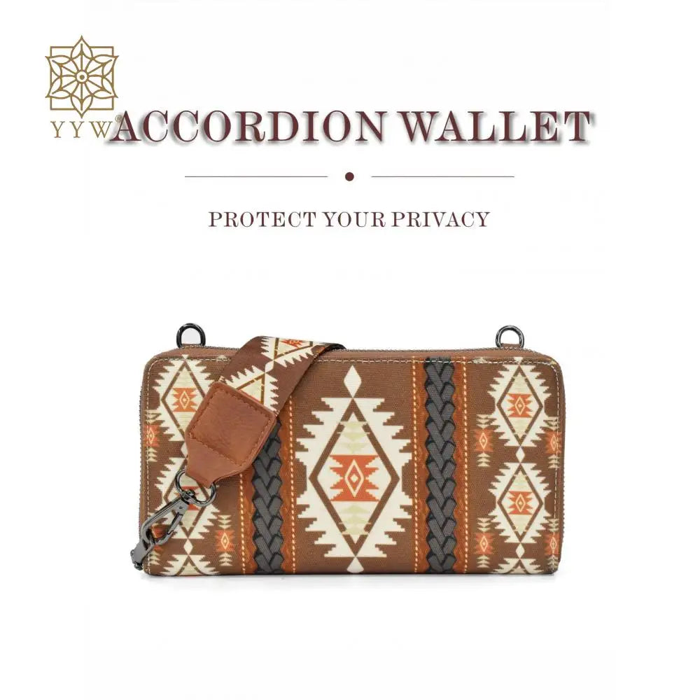 Cowgirls Wallet Purse Casual Women Western Aztec Clutch Wristlet Wallet with Credit Card Holder Envelope Bags Shoulder Handbag