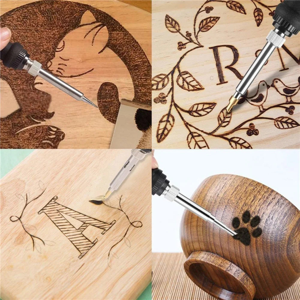 Professional Wood Burning Tool Kit - Adjustable 60W Pyrography Pen with Replaceable Tips for Carving, Engraving, Soldering