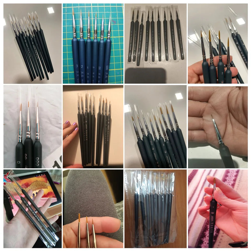 10Pc Professional Wolf Hair Hook Line Pen Miniature Paint Brushes Art Brushes Professional Nylon Brush