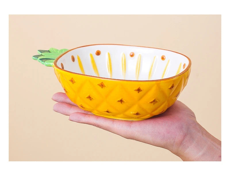 1pcs Creative Fruit Series Hand-painted Ceramic Tableware Cute Red Strawberry Lemon Pineapple Rice Dish Plate Salad Bowl