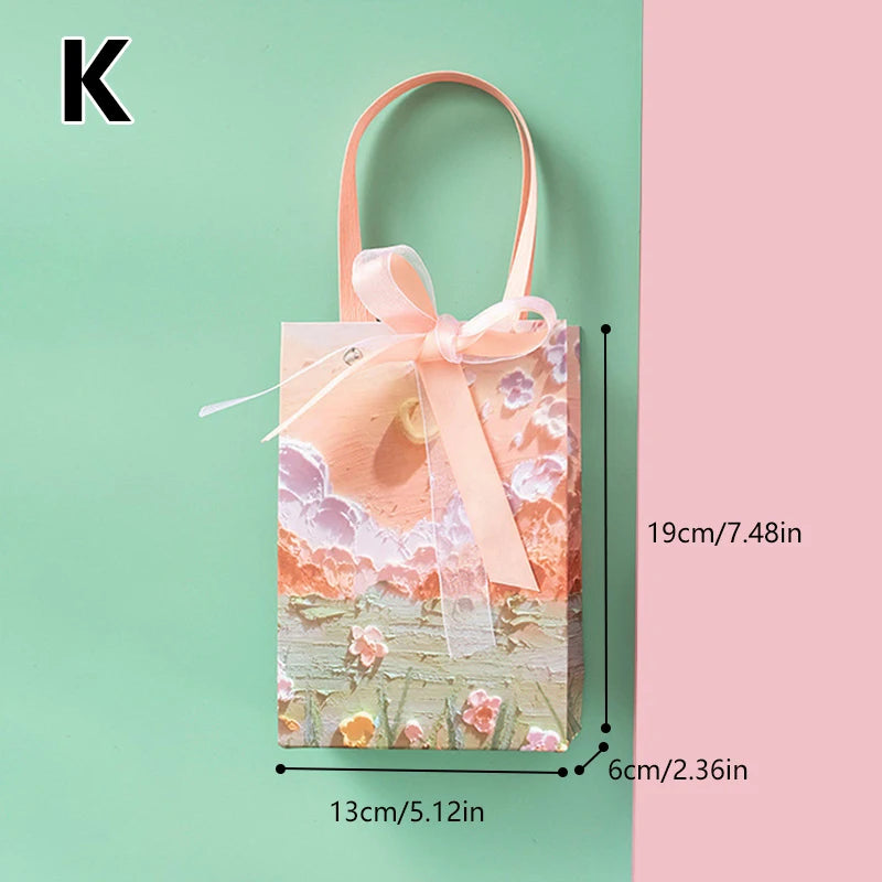 Flower Gift Packaging Bag 3D Cloud Oil Painting Paper Bag Valentine'S Day Birthday Wedding Party Favor Bag Clothes Store Handbag