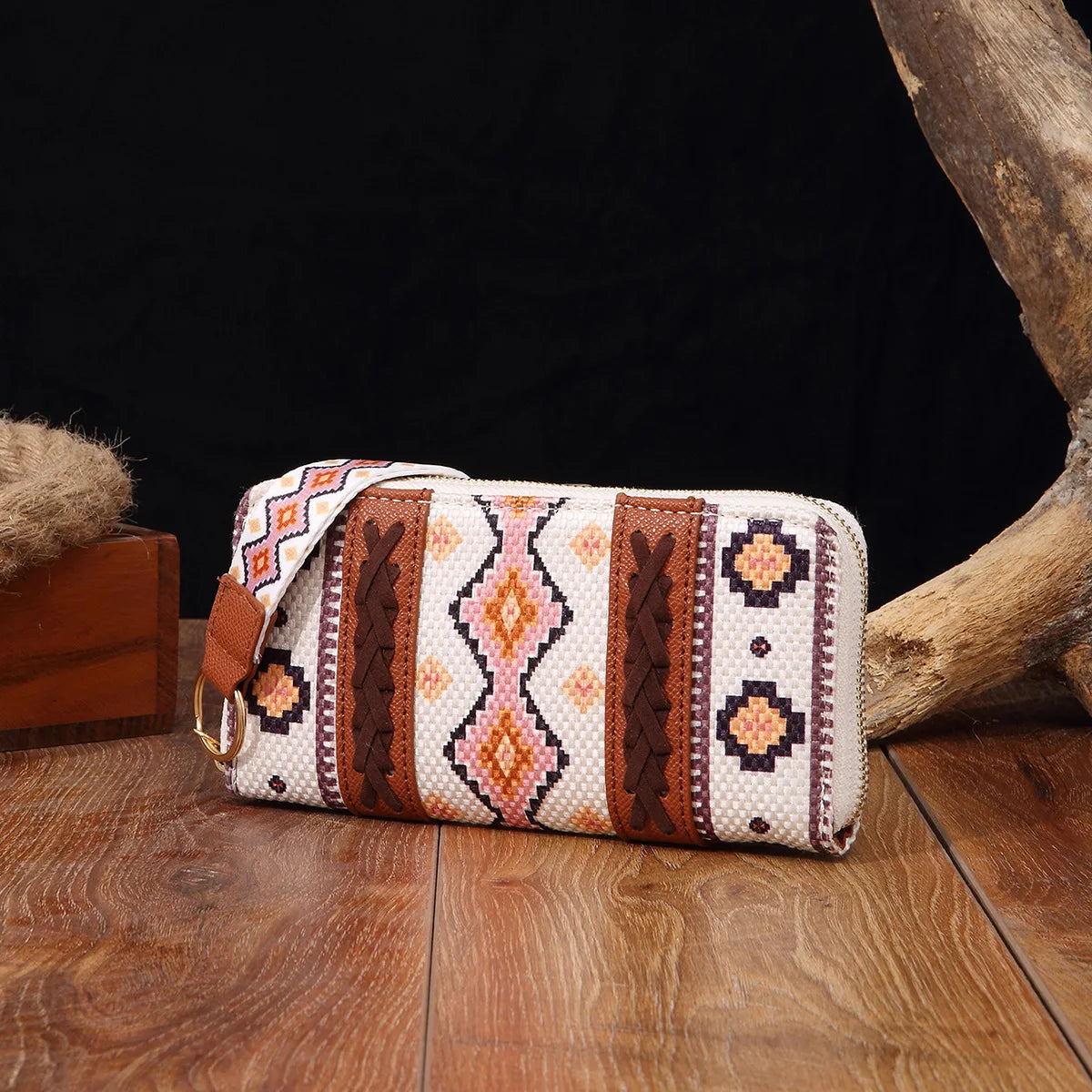 European American Retro Zipper Wallet Cotton Linen Printed Bohemian Style Women's Handbag Wallets Trend Versatile Card Bags