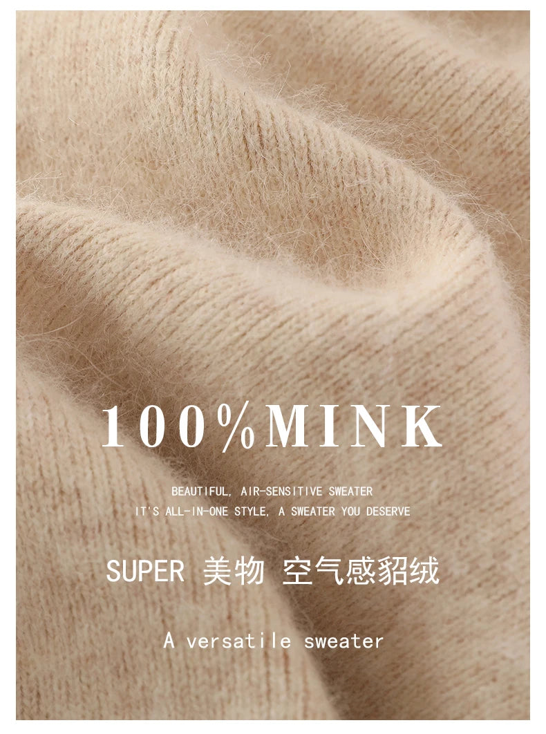 2024 Autumn/Winter New Mink Cashmere Wide Leg Pants for Women, Thickened, Warm, Loose, High Waist Strap up Vertical Casual Pants