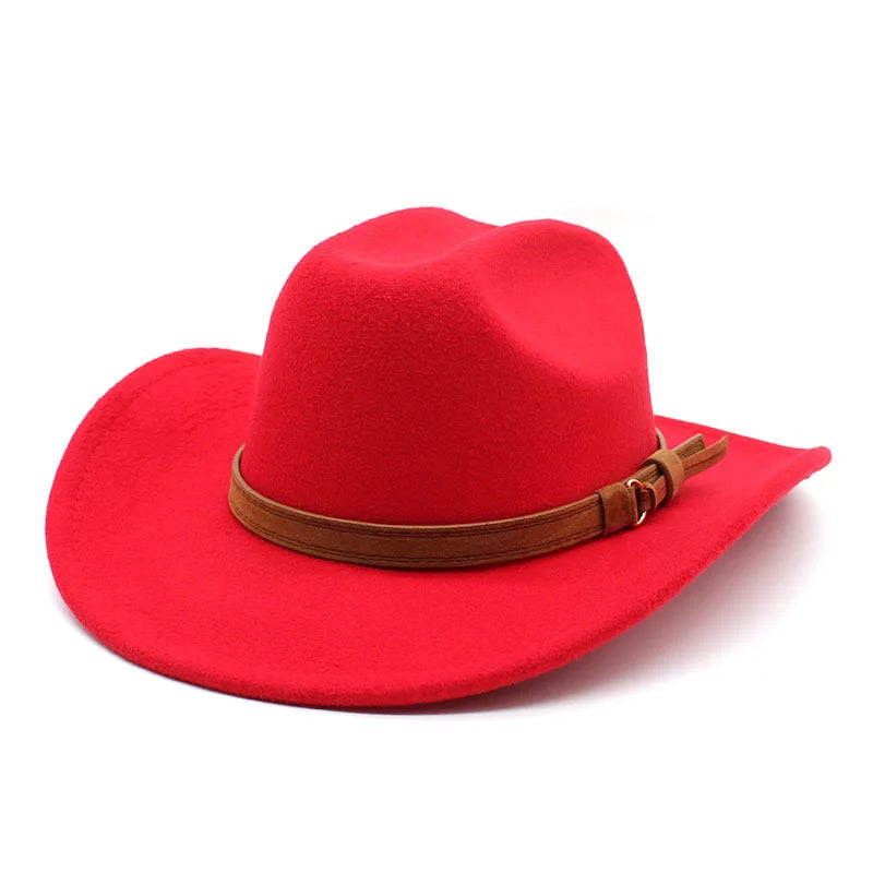 Winter Autumn Men's Western Women Cowboy Hat For Gentleman Lady Cowgirl Jazz Hat Wide Brim Felt Fedora Hat Sombrero Hombre