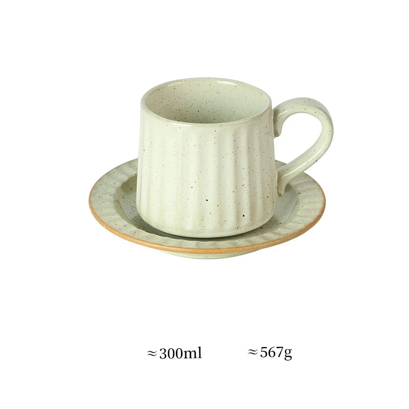 Ceramic Coffee Cup Set European American Roman Ear Hanging Flower Cups Restaurant Office Commercial Mugs Cup Plate Wholesale