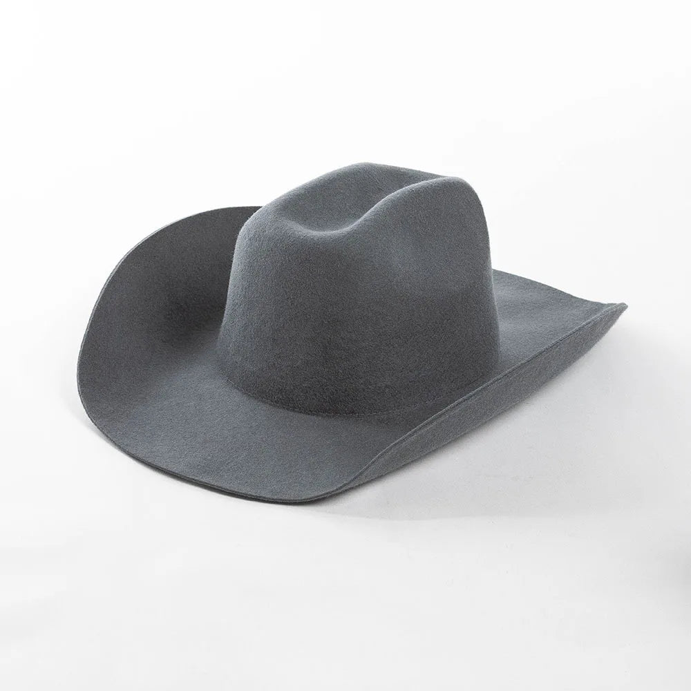 Cowboyhat autumn and winter new wool felt cowboy hat jazz hat European and American fashion casual curling cowboy hat