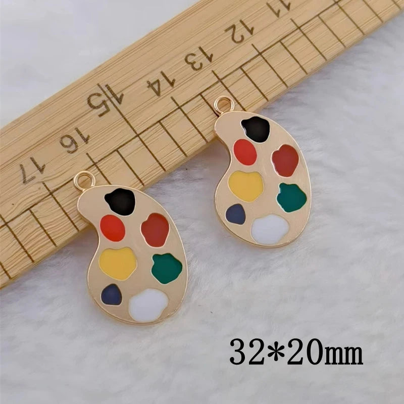 10pcs Enamel Charm Bright Artist Painting Palette Charm Pendant Suitable for Jewelry Making DIY Jewelry Handmade Craft Discovery