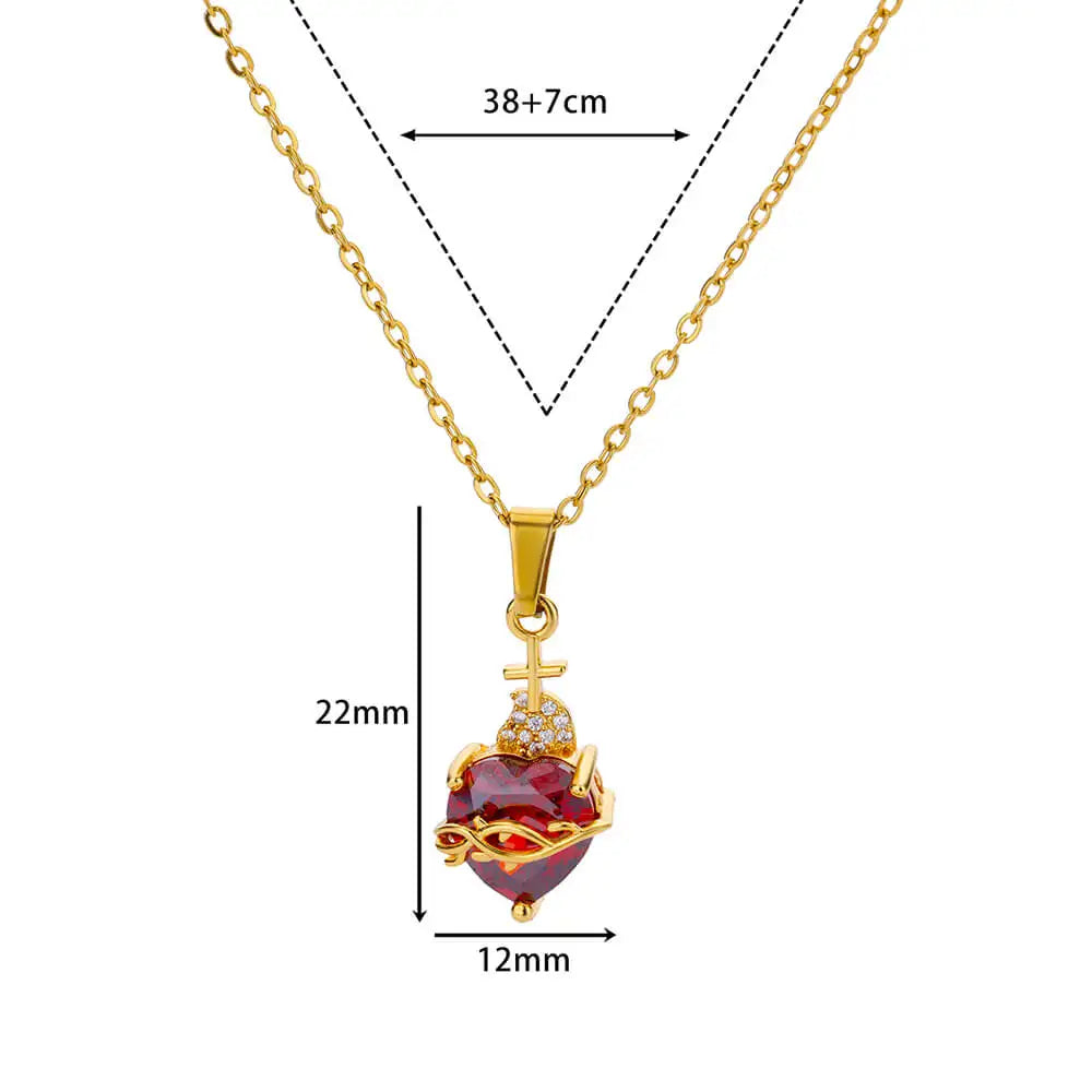 Punk Gold Color Heart Pendant Necklace for Women Stainless Steel OT Buckle Beaded Neck Chain Choker Y2K Jewelry Accessories