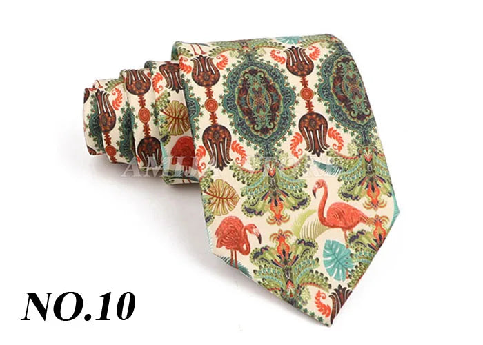 Vintage Imitation Silk Ties Men's Fashion 8cm Graffiti Painting Floral Necktie For Men Wedding Business Soft Printing Tie Wed Gi