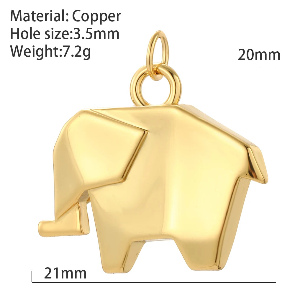 Origami Bird Lion Dog Dove Elephant Butterfly Charms for Jewelry Making Supplies Gold Color Dijes Diy Bracelet Earring Necklace