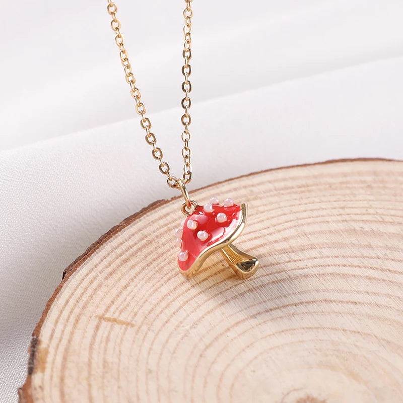 Makersland Unique Mushroom Necklace For Women Cute Mushroom Pendant Jewelry Gifts Fashion Chain Necklaces For Girls Wholesale