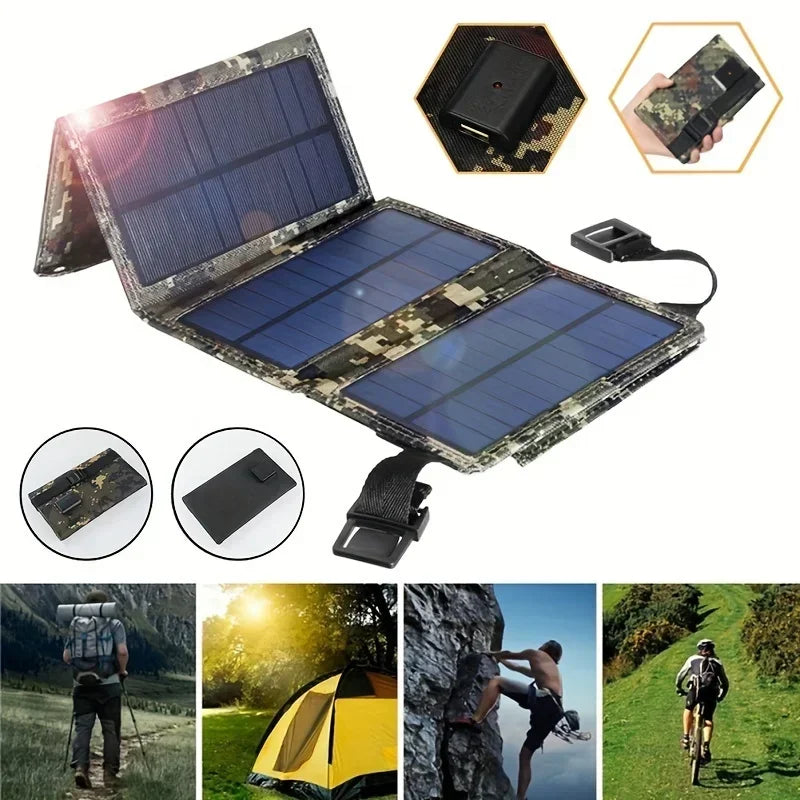 1PC Foldable Solar Panel, Portable Flexible  5V USB Foldable Solar Panel, Used for Small Batteries Outdoor Lighting Accessories