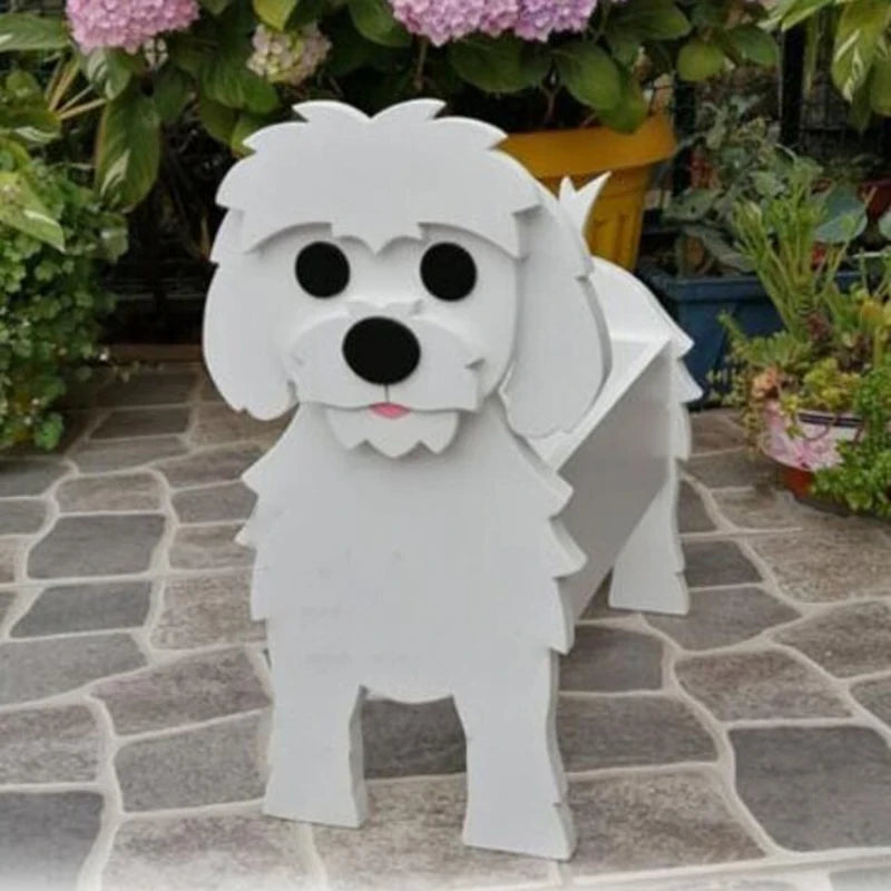 Garden Flower Pot Dog Shape Planter Poodle Corgi Samoyed Animal Pots Flowerpot Plant Container DIY Garden Outdoor Home Decor