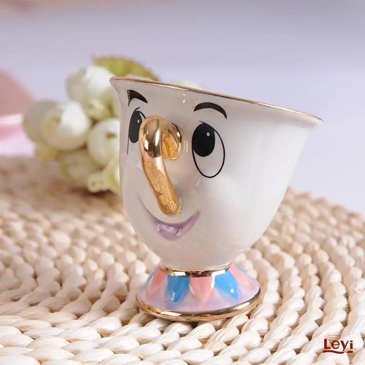 Disney Teapot Cute Cartoon Beauty And The Beast Coffee Pots Mug Mrs Potts Chip Cup Tea Pots Cup One Tea Sets Gift Droshipping