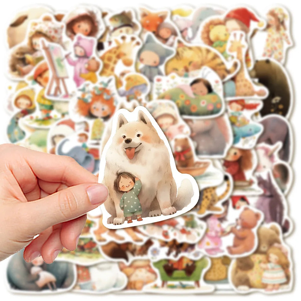 52pcs Fairy Tale Dreamland Animal Series Graffiti Stickers Suitable for Laptop Helmets Desktop Decorations DIY Stickers Toys