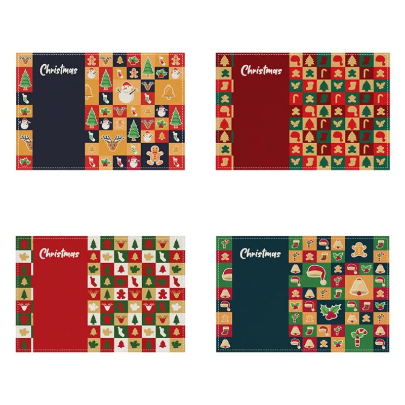 Christmas Lollipop Candy Placemat Red White Dining Table Mats Insulation Pad Coffee Cup Pad Navidad Home Kitchen Decor