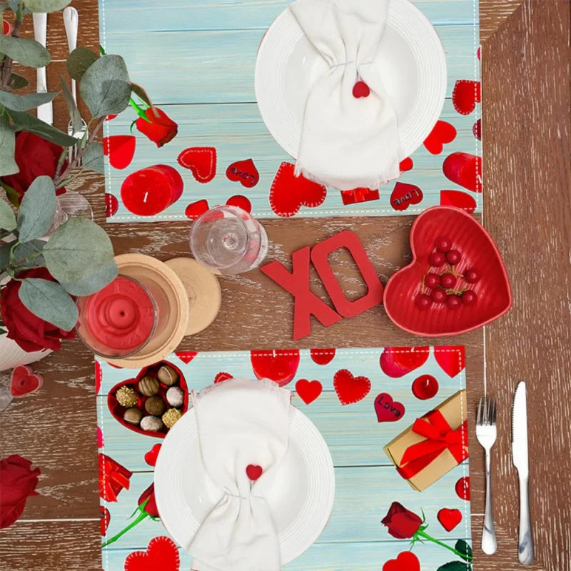 Christmas Lollipop Candy Placemat Red White Dining Table Mats Insulation Pad Coffee Cup Pad Navidad Home Kitchen Decor