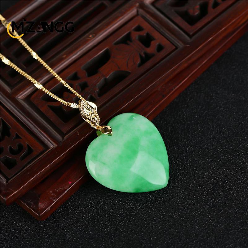 Natural Myanmar Jade Heart Pendant Dry Cyan Yang Green Love Necklace Personality Simple Jewelry for Men and Women Holiday Gifts