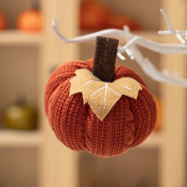 Faux Fall Decorative Crochet Pumpkins for Rustic Farmhouse Thanksgiving Harvest Halloween Table Centerpiece Mantel Kitchen Decor