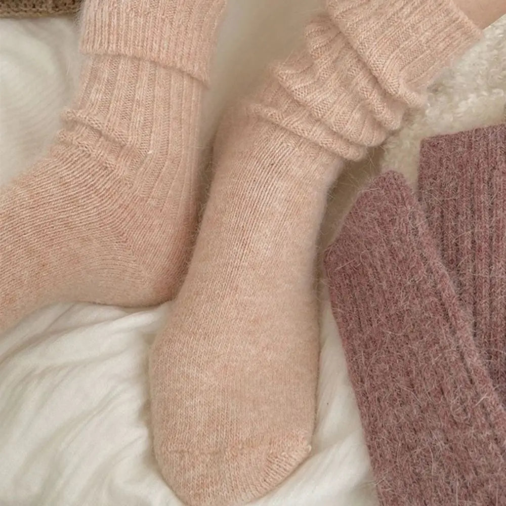 Fashion Cashmere Winter Warm Velvet Socks Thermal Thick Mid Tube Socks Stripes Long Socks For Women